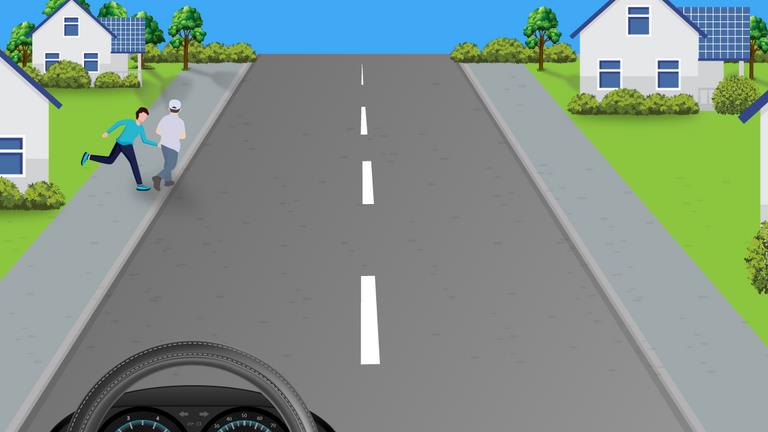 What should the driver do if there are children playing at the edge of the roadway?