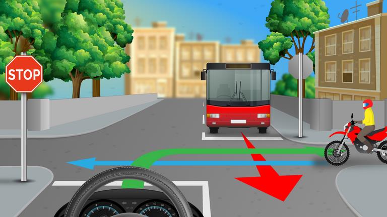 The driver intends to turn right at this junction – what should the driver do?