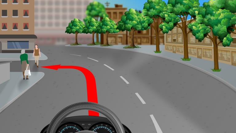 What should a driver do in this situation when intending to turn left?
