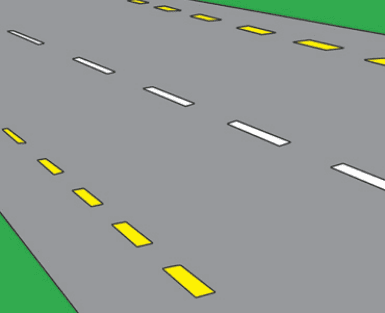 What does the broken yellow line road marking mean?